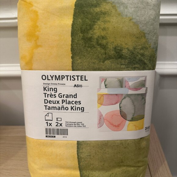 New!  IKEA OLYMPTISTEL Duvet Cover And Pillowcases  KING - Picture 1 of 2